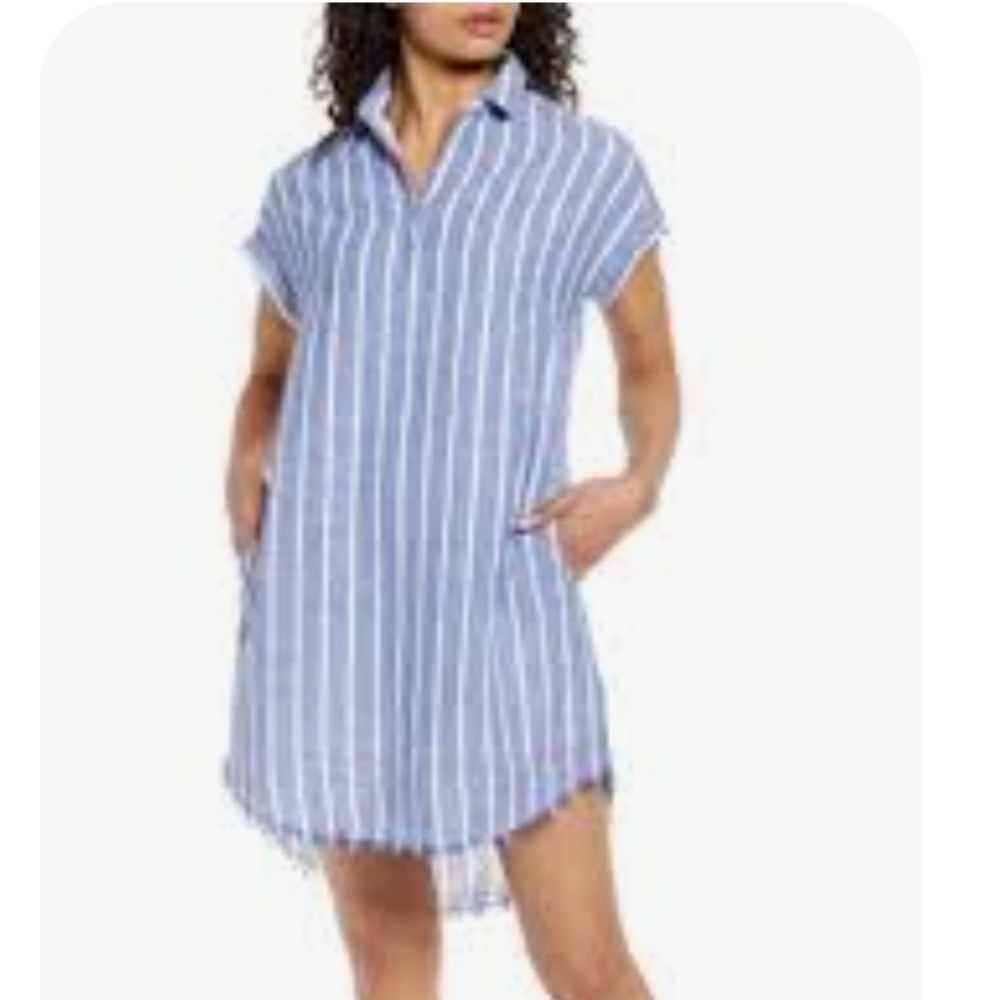 Beachlunchlounge Linen Cotton Shirt Dress Fully Lined Sz M